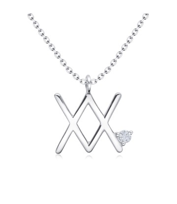 XX with CZ Crystal Silver Necklace SPE-4915